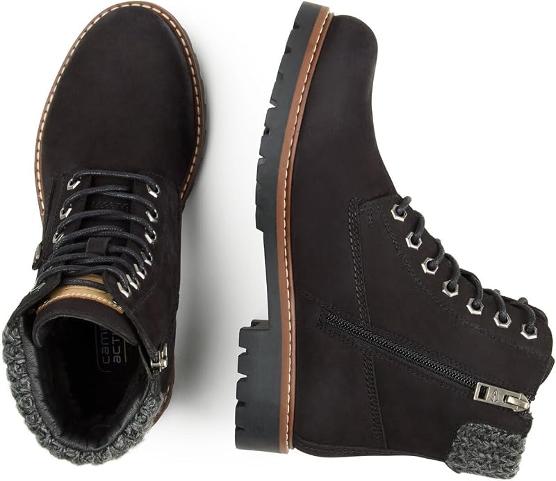 Damen Leder Schnürboot mit Strickdetail