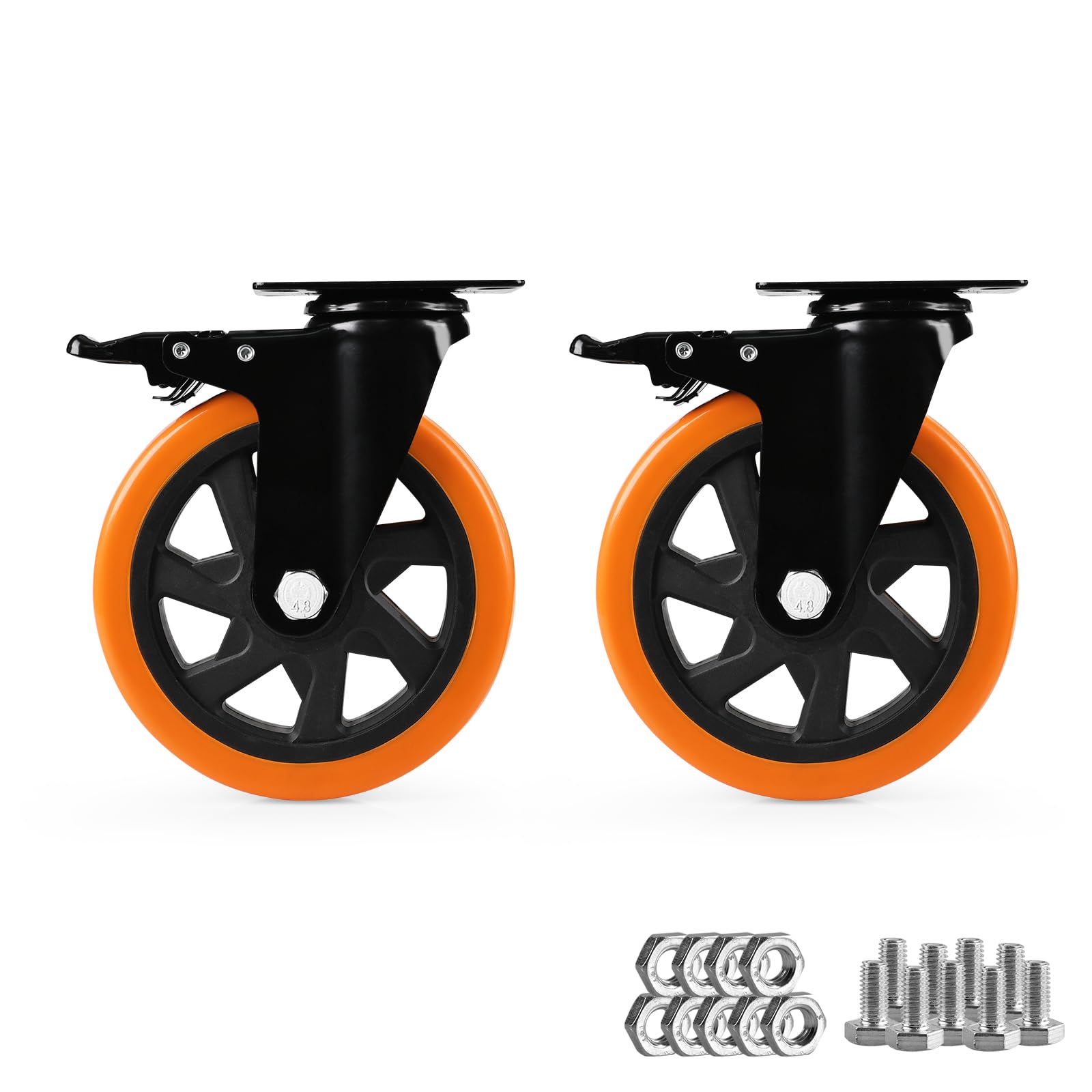 Caster Wheels, Heavy Duty 6 Inch Casters Set of