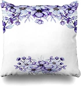 Funda de almohada Color Azul Romántico Acuarela Violeta brillante