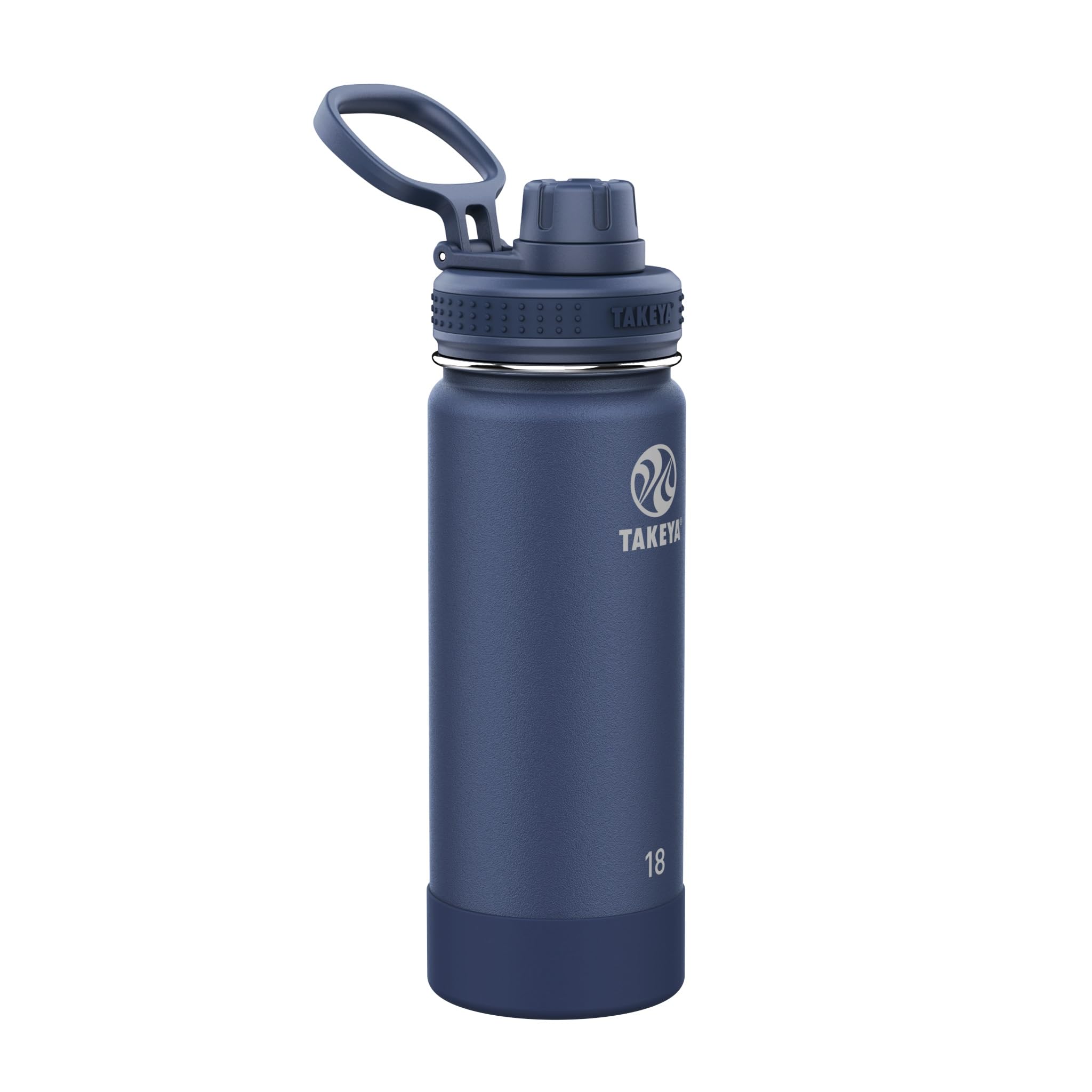 Takeya 51064 Actives Insulated Stainless Steel Water Bottle with Spout Lid, 18/8 Food Grade, Midnight