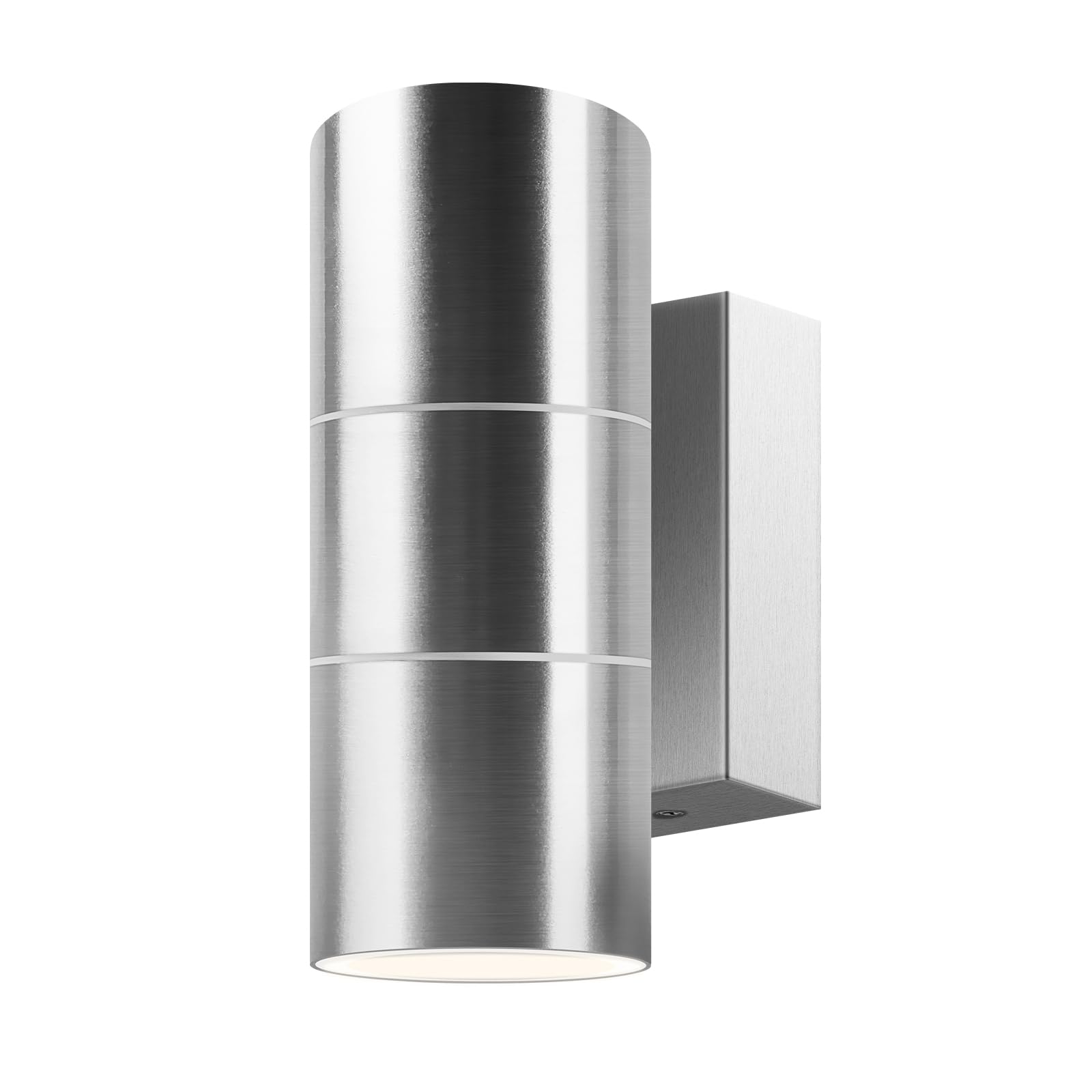 Kerry Outdoor Wall Lights, IP65 Waterproof Up Down Mains Powered Lighting, Outside Sliver Stainless Steel Wall Sconce with Push Connector, Exterior Wall Mount Lamp for Front Door Porch (Bulb Excl.)