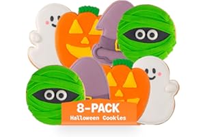 WANDERCRUMB | Monster Cookies | Hand-Decorated Sugar Cookies Gift Set – 8 Pack Cookies Individually Wrapped – Monster Snacks, Monster Treats, Monster Gifts for Kids & Adults