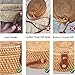 Round Rattan Bags,Handwoven Straw Crossbody Handbag for Women with Shoulder Leather Strap
