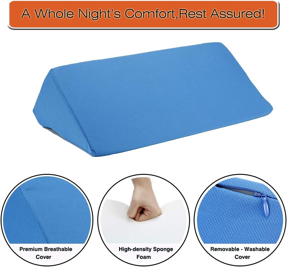Wedge Pillows for Sleeping Foam Bed Wedges Body Positioners 30 Degree Incline Pillow for Adults, Side Sleeping, Back Pain, Medical Elevated Bolster Positioning Wedge (1 Pillow + 2 Cover): Kitchen & Dining