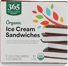 365 by Whole Foods Market, Ice Cream Sandwiches Organic 6 Count, 21.9 Fl Oz