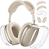 for AirPods Max Case Cover, Anti-Scratch Ear Pad Case Cover/Ear Cups Cover/Headband Cover for Apple AirPods Max Headphones (2024/2020), Clear TPU Transparent and Silicone Accessories, Stone [4 in 1]