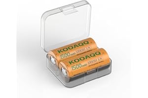 KOOAQQ 2X Rechargeable 18350 3.7V 10A Batteries, [1500mAh] New Version High Capacity Drain Li-ion IMR Rechargeable Lithium Battery