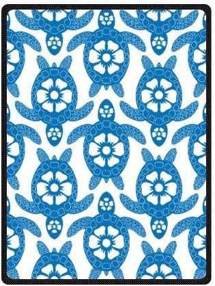 Custom Blue Sea Turtle Pattern Unique Bed/Sofa Soft Throw Blanket 58x80inch (Large)