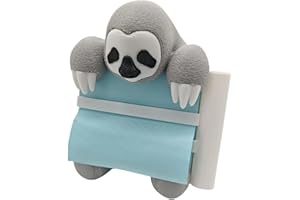 RhyNSky Gray Sloth Sticky Note Holder Pop-up Notes Dispenser with Pen Holder Cute for Desk Office School Accessories, 3x3 In, C38