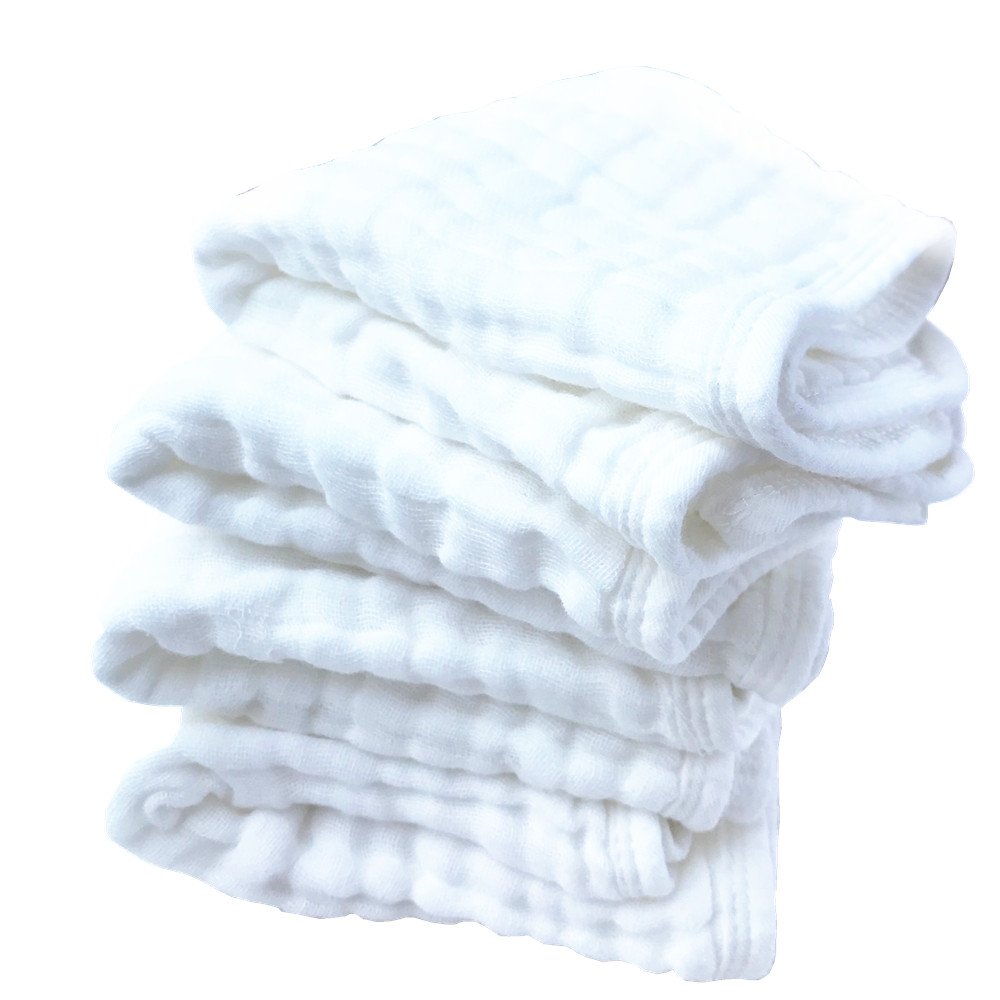 Muslin Burp Cloths 4 Pack Large 20" by 10" 100% Cotton 6 Layers Extra Absorbent and Soft by Synrroe: Baby