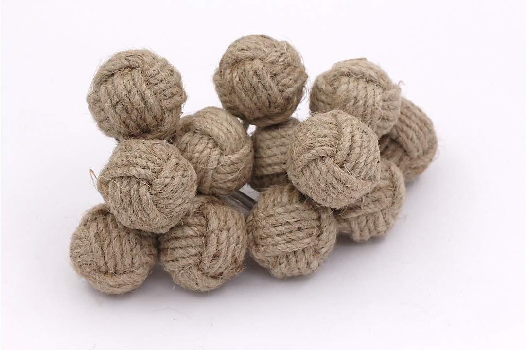 Samara Nautical 12 Knotty Door knobs - Nautical Drawer pulls - Jute Rope Drawer pulls, Natural, 1.25 in - Image 5