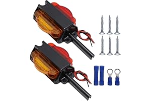 Anxingo 2PCS 4" LED Clearance Trailer Fender Lights Trailer Light Assembly Amber Front Red Back 4 Diodes Right + Left