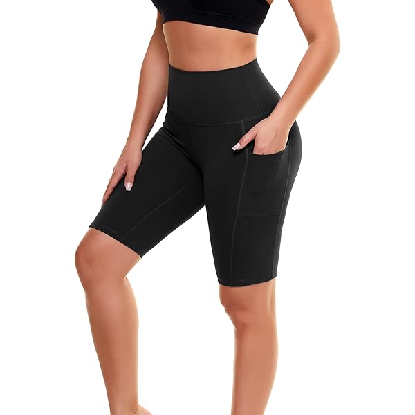 thumbnail image 2 of CHARM MILES Women's Workout Shorts With Pockets - High Waist Spandex Biker Shorts 2 of 10