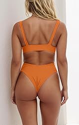 geluboao Orange High Waited Swimsuits for Women 2