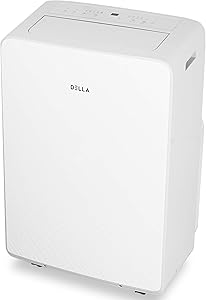 DELLA 14000 BTU Portable Air Conditioner Cool Fan 111 Pint Per 24Hr Dehumidifier for Rooms Up To 700 Sq. Ft. Self Evaporation LCD Remote Control Window Kit Wheels