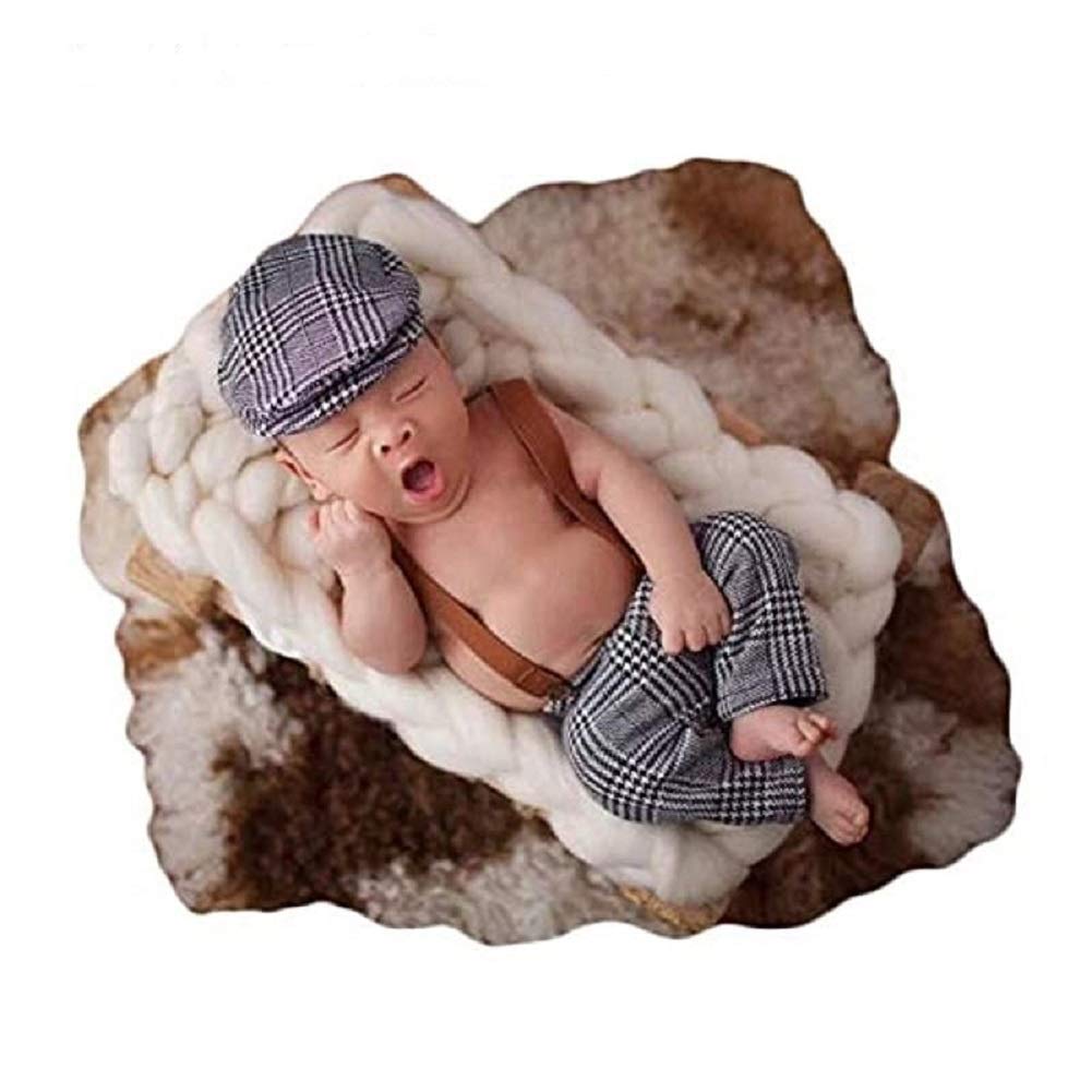 Newborn Baby Girl/Boy Crochet Knit Costume Photography Prop Hats and Outfits (Cool Baby (Grey))