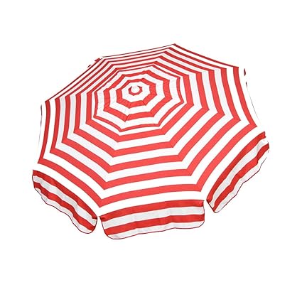 Heininger 1324 DestinationGear Italian Red and White 6 Acrylic Striped Beach Pole Umbrella