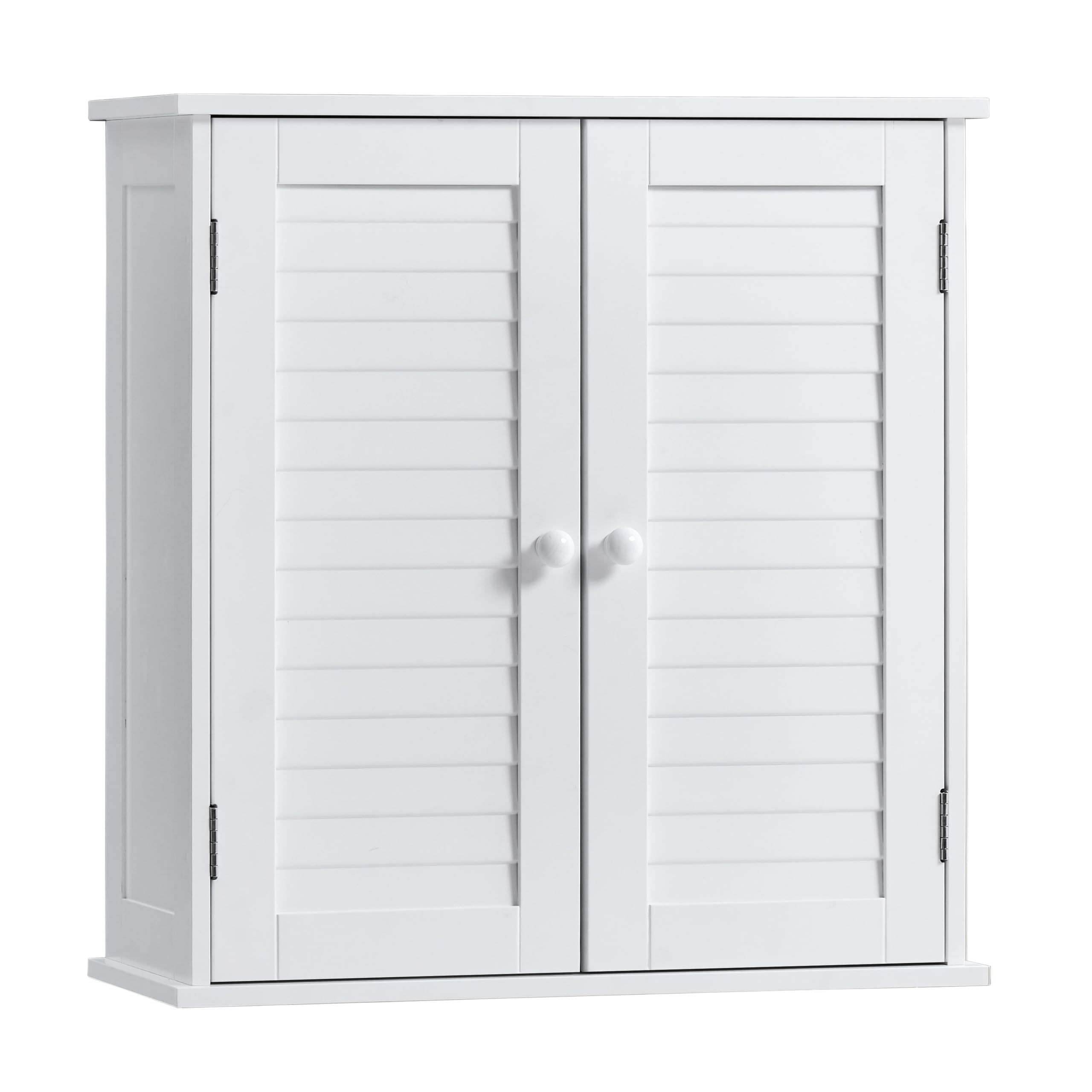 Bath Vida Bathroom Cabinet Double Door Shutter Wall Mounted Storage Shelf, White