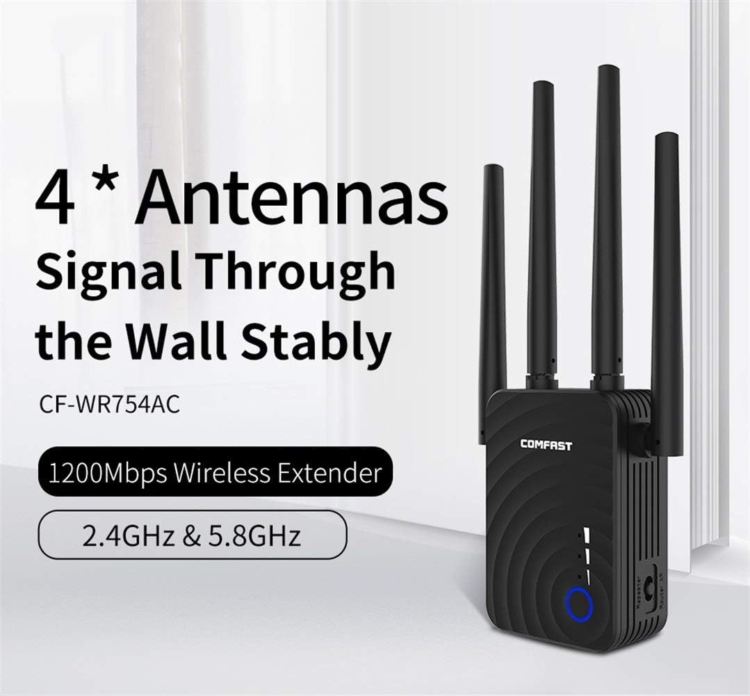 1200Mbps COMFAST CF-WR754AC Wireless WiFi Range Extender 2.4/5Ghz Dual Band Repeater Signal Booster with 4 Ethernet Antennas