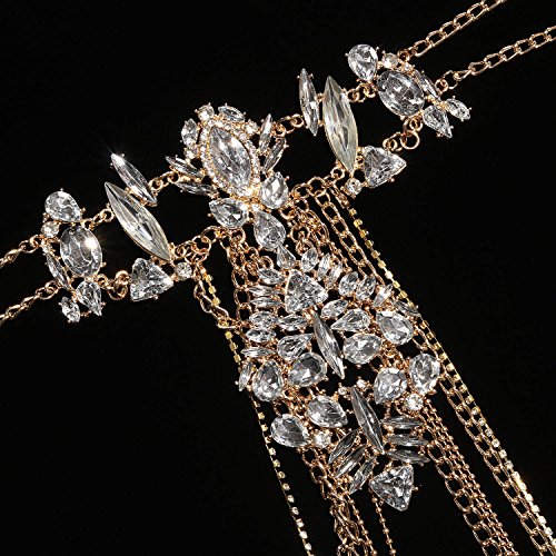 Women Statement Body Chain White, Holylove Jewel Body Chain for Women Novelty Costume Fashion Jewelry 1 pc with Gift Box- HLBN0001 White - Thumbnail 3