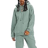 Flygo Womens Fleece 2 Piece Outfits Lounge Hoodie Sweatsuits Sets Oversized Sweatshirt Baggy Sweatpants Set W/Pockets