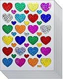 Jazzstick 390 Colorful Heart Stickers Glitter Red Pink Yellow Green Blue Silver Orange Scrapbook 10 sheets 01A34