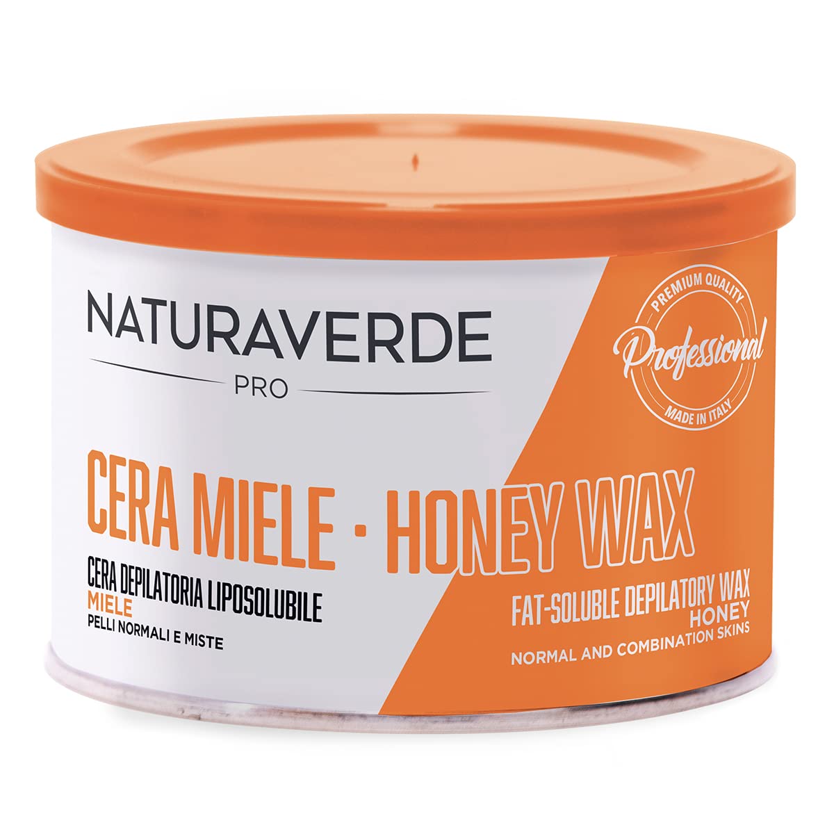 Naturaverde | PRO - Honey Liposoluble Depilatory Wax, for Normal and Mixed Skins, Hot Wax, Hot Wax, 400g Jar