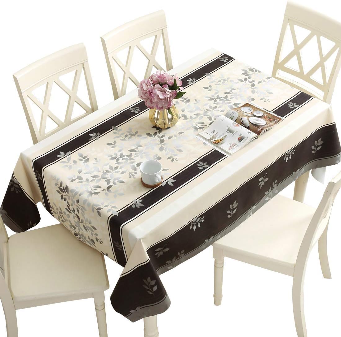 DUOFIRE VinDUOFIRE Vinyl Tablecloth Rectangle Heavy Weight Table Cover Wipe Clean Waterproof (54 x 54 Inch, Color-No.016)