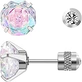 Titanium Stud Earrings, Rose-cut Zirconia Earrings Studs, Hypoallergenic & Nickel Free, Ideal for Sensitive Ears, Everyday Jewelry, Minimalist Elegant Design, Gift Box Included