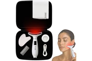 Glow2Go Complete 8-in-1 Red Light Spa Kit - Face & Neck Massager with 6 Light Modes, Gua Sha, Headband, Travel Case & Free Sk