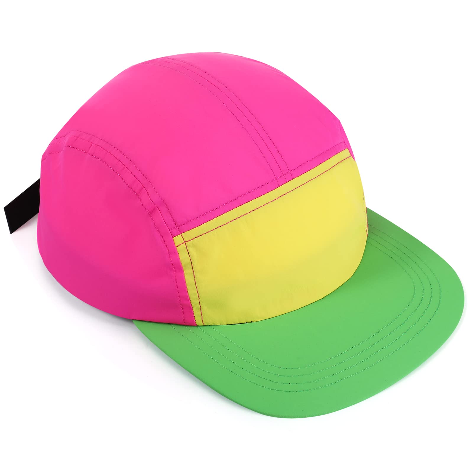 Cindeer 80s 90s Neon Hat Nylon Cap Retro Adjustable Cap for Women Men 80s Costumes Accessories 90s Theme Party (Neon Green Brim)