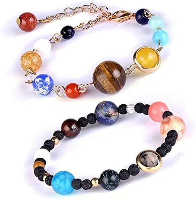 Auspicious Cloud Women Solar System Bracelet Universe Galaxy The Eight Planets Guardian Star Natural Stone Beads Bracelet Bangle For Men