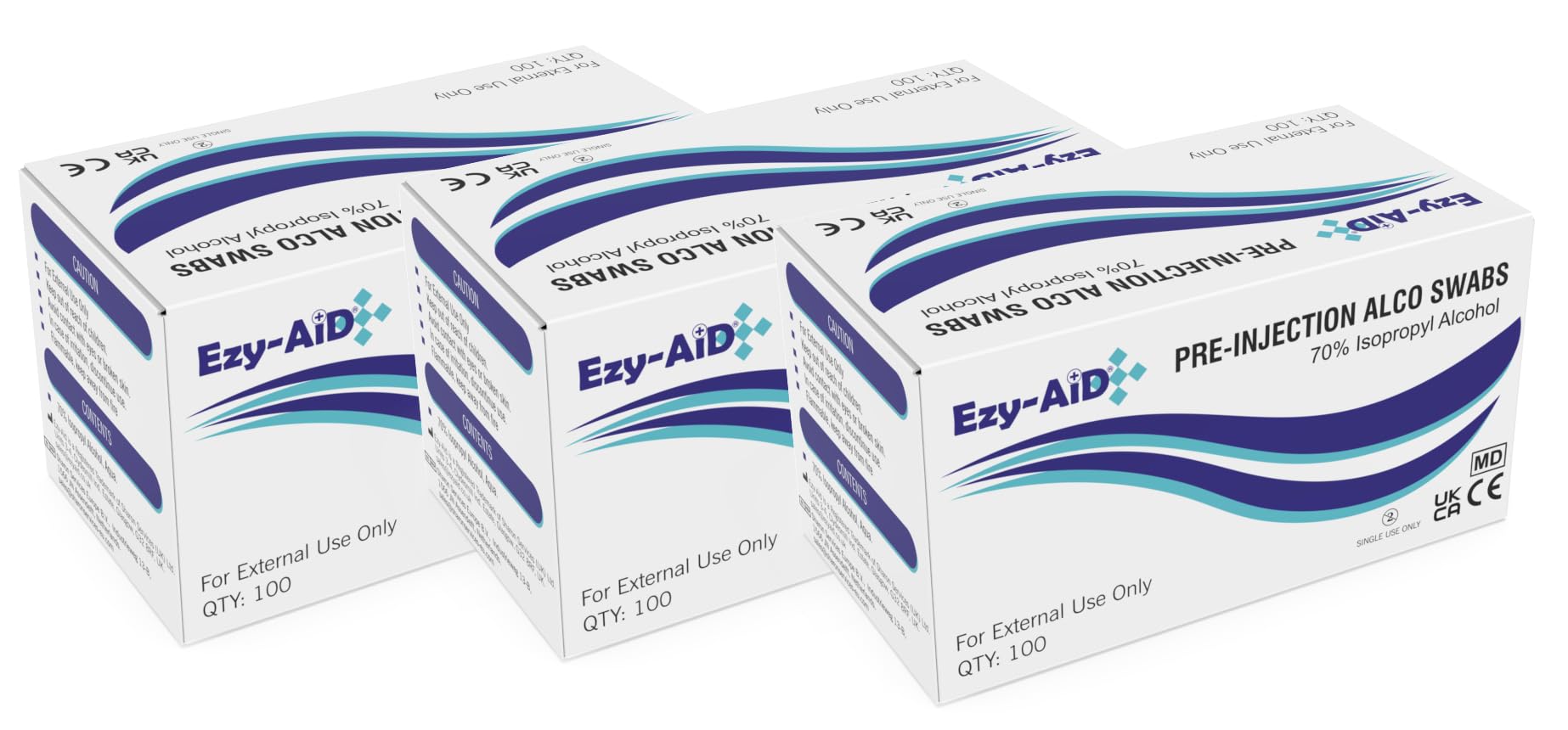 3x Premium Alcotip 70% Isopropyl Alcohol Pre-Injection Swabs, Alcohol wipes (3x Box of 100)