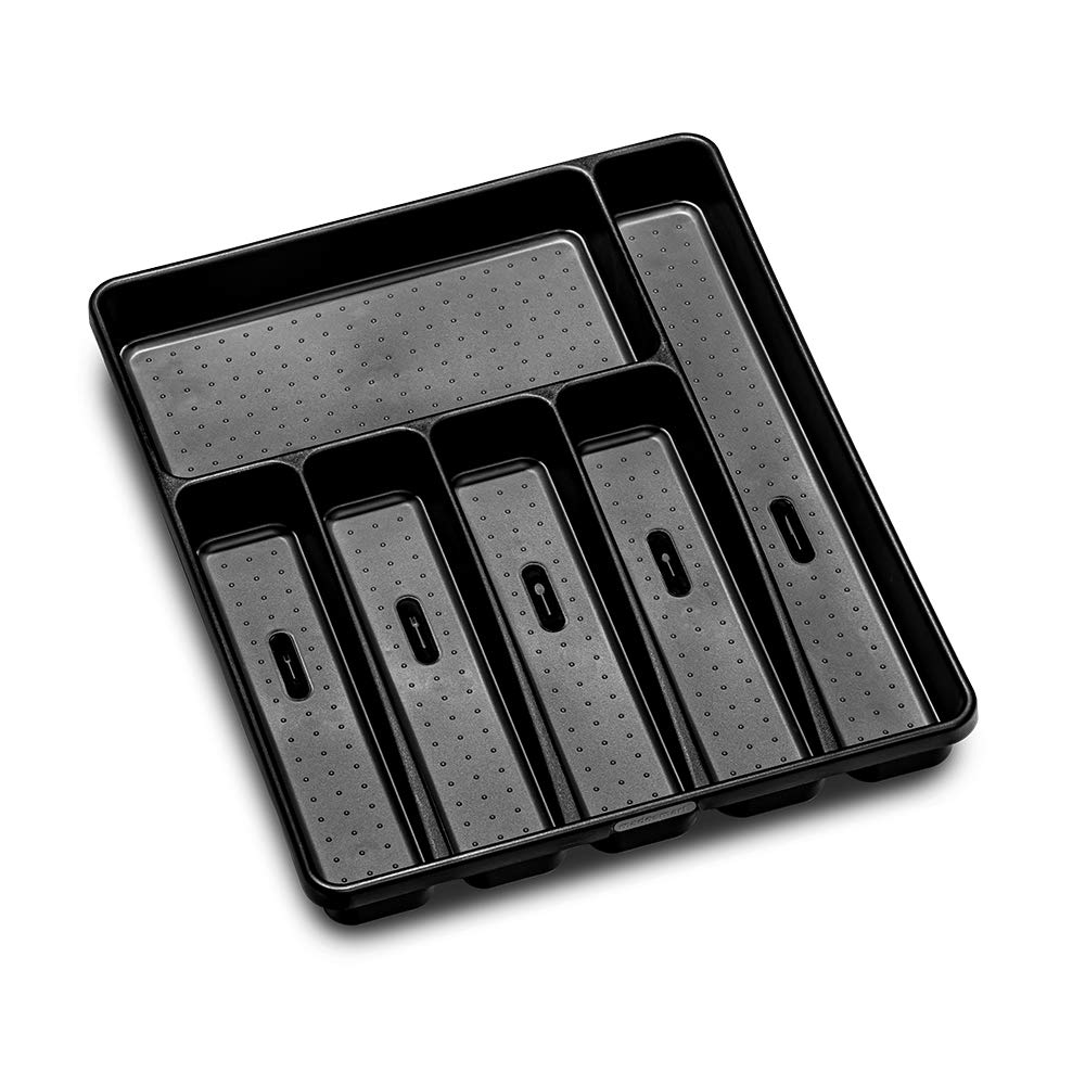 madesmart Storage Tray, Black, 6 Compartment Expandable
