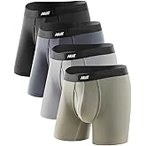 Nullktie Men's Boxer Briefs with Fly 4 Pack, Micro Modal Underwear with Pouch, No Ride Up