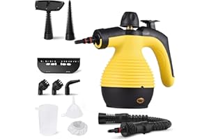 DOCREATE Handheld Steam Cleaner, Steamer for Cleaning, Multipurpose Portable Steam Cleaners for Home Use with Safety Lock and 9 PCS Accessory Kit to Remove Grime (Yellow)