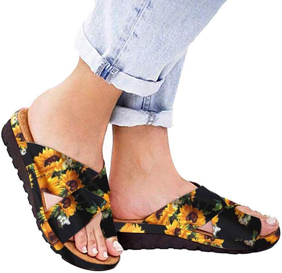 SSYUNO Women's 2019 New Comfy Platform Toe Ring Wedge Sandals Shoes Summer Beach Travel Shoes Comfortable Flip Flop Shoes