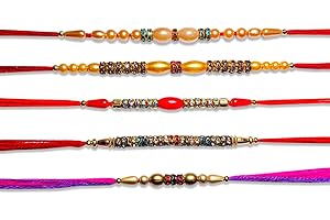 Pack of 5 Rakhi for Brother and Sister | Fancy Designer Rakhi Thread | Raksha Bandhan Rakhardi Gift for loving Brother, Siste
