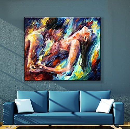 Bright up- Handmade Palette Knife oil Painting Naked Woman Make Love Sex Wall Art Wedding Decor