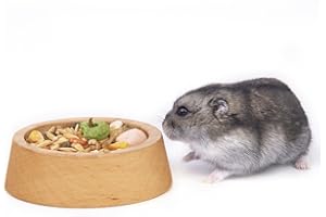 Rubor Hamster Food Bowl, Wooden Guinea Pig Food Dish Feeding Bowl for Small Animal Dwarf Hamster Syrian Gerbil Mice Degu Chipmunk Squirrel Hedgehog (Small)