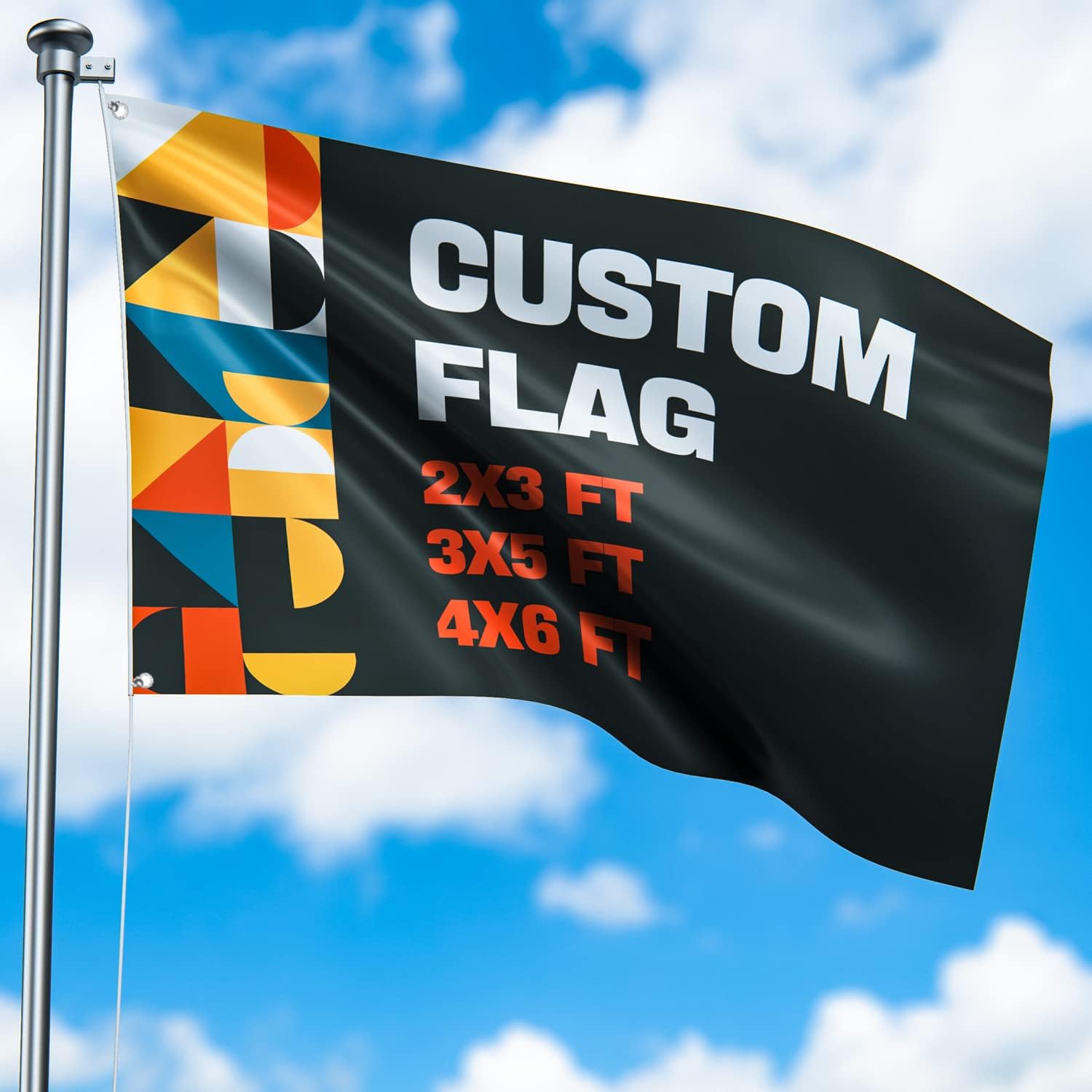 Flags - Custom Flag Personalized Double Sided Flags Add Your Own Text/Photo/Logo Outdoor Flag Banner Customize Gifts Indoor Outdoor Decoration (Black(2x3ft or 3x5ft or 4X6ft))