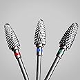 3 Pieces 5 in 1 Nail Drill Bits 3/32 Inch Professional Tungsten Nail File Bits 3/32 Inch Shank Size Drill Machine for Acrylic