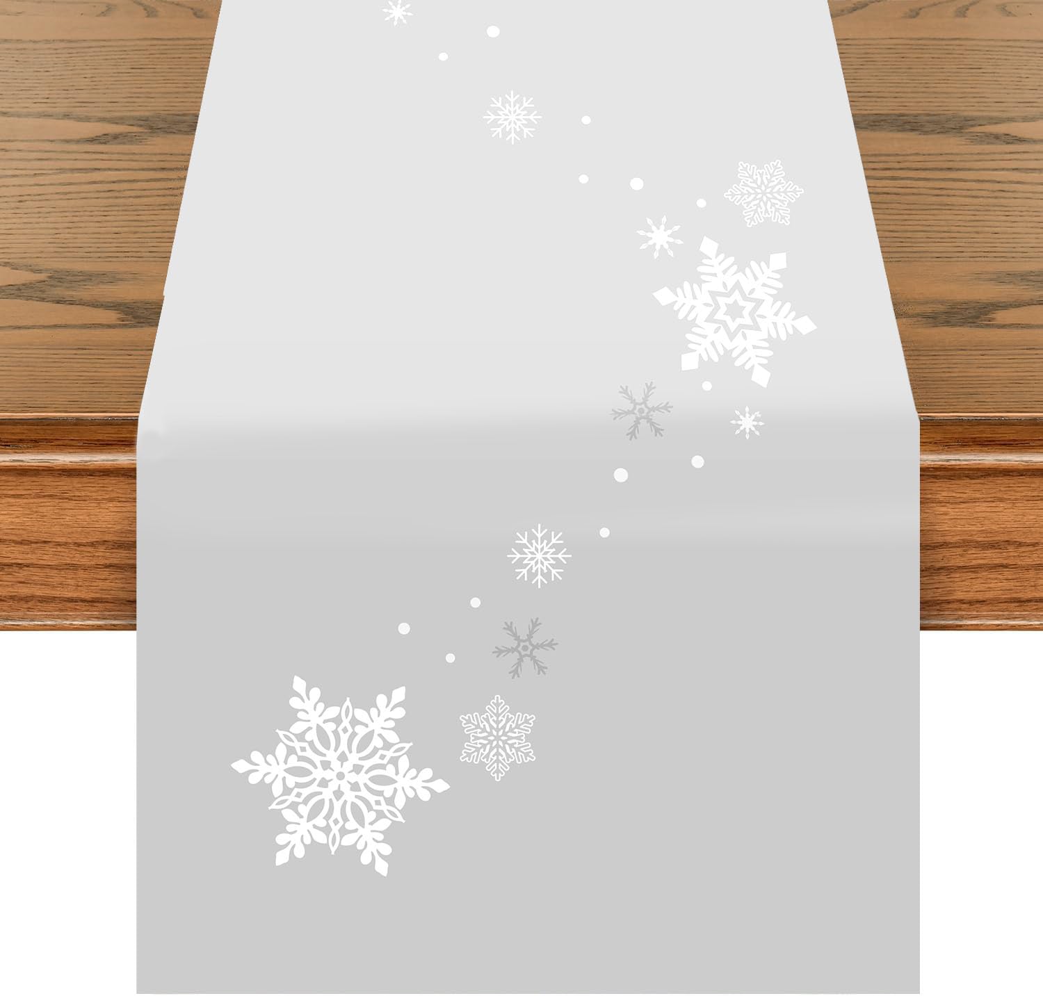Table-Runner Christmas grey silver 40 x 140 cm snowflakes - table-decorations christmas