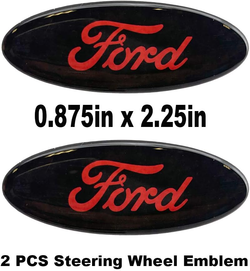 0.875in x 2.25in 2 PCS Steering Wheel Logo Emblem Badge Overlay Decal