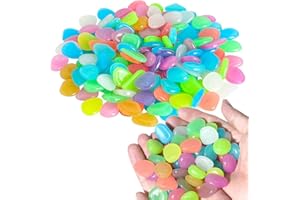 600PCS Big Glowing Stones,1CM Glow-in-The-Dark Stones, Aquarium Glowing Stone for Fish Tank Lawn Patio Garden Outdoor Deco an