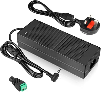 inShareplus 12V 10A 120W LED Power Supply UK Plug 100-240V AC to 12V DC