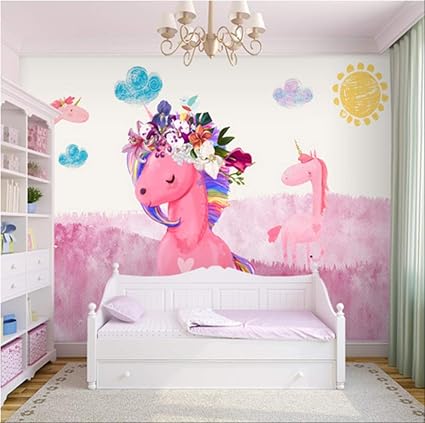3d Dessin Anime Personnalise Rose Fonds D Ecran Licorne Rose Filles Chambre A Coucher Grande Sapostat