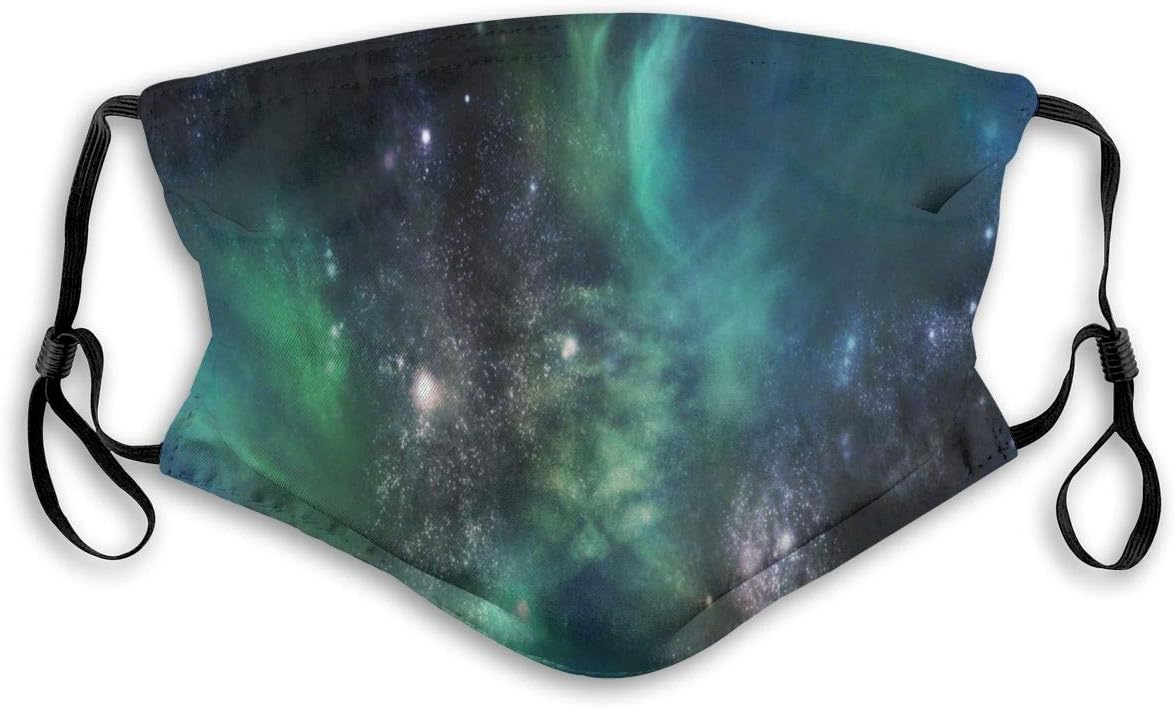 Dust Mask Galaxies In Space Green Anti-dust Mouth Masks Respirator Reusable Cotton Breathable Safety Dust-proof Half Face Mask for Kids Boys Girls Running Cycling Travel Outdoor