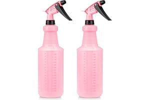 DecorRack 2 Plastic Spray Bottle, 30oz All-Purpose Heavy Duty Spraying Bottles Leak Proof Mist Empty Water Sprayer for Cleaning Solution, Hair, Planting, Pet with Adjustable Nozzle, Pink (2 Pack)
