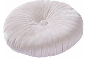 HLOVME Round Pillow Cushion for Couch Velvet Decorative Small Throw Pillow Solid Color for Living Room Bed Floor 13.7”, Beige